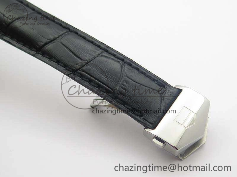 Carrera Calibre 1887 Day-Date SS V6F 1:1 Best Edition Ceramic Bezel Black Dial On Leather Strap A7750