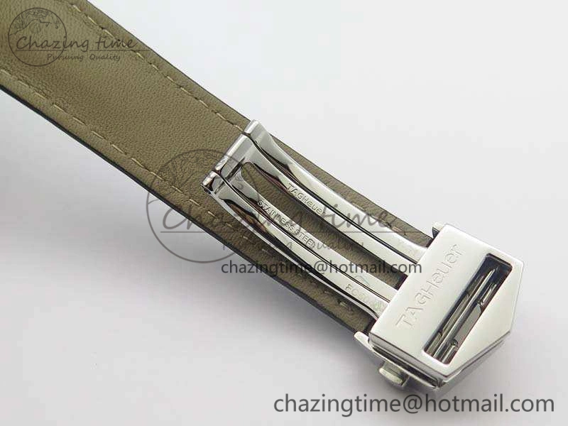 Carrera Calibre 1887 Day-Date SS V6F 1:1 Best Edition Ceramic Bezel Black Dial On Leather Strap A7750