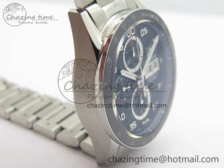 Carrera Calibre 1887 Day-Date SS V6F 1:1 Best Edition Ceramic Bezel Black Dial On SS Bracelet A7750