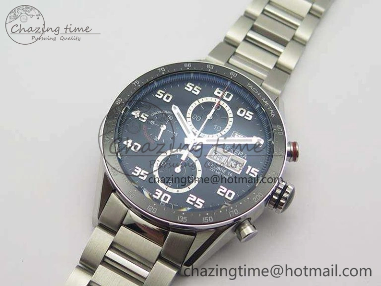 Carrera Calibre 1887 Day-Date SS V6F 1:1 Best Edition Ceramic Bezel Black Dial On SS Bracelet A7750