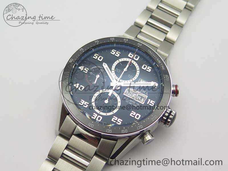 Carrera Calibre 1887 Day-Date SS V6F 1:1 Best Edition Ceramic Bezel Black Dial On SS Bracelet A7750