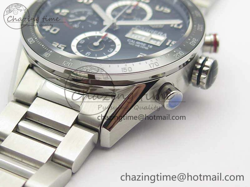 Carrera Calibre 1887 Day-Date SS V6F 1:1 Best Edition Ceramic Bezel Black Dial On SS Bracelet A7750
