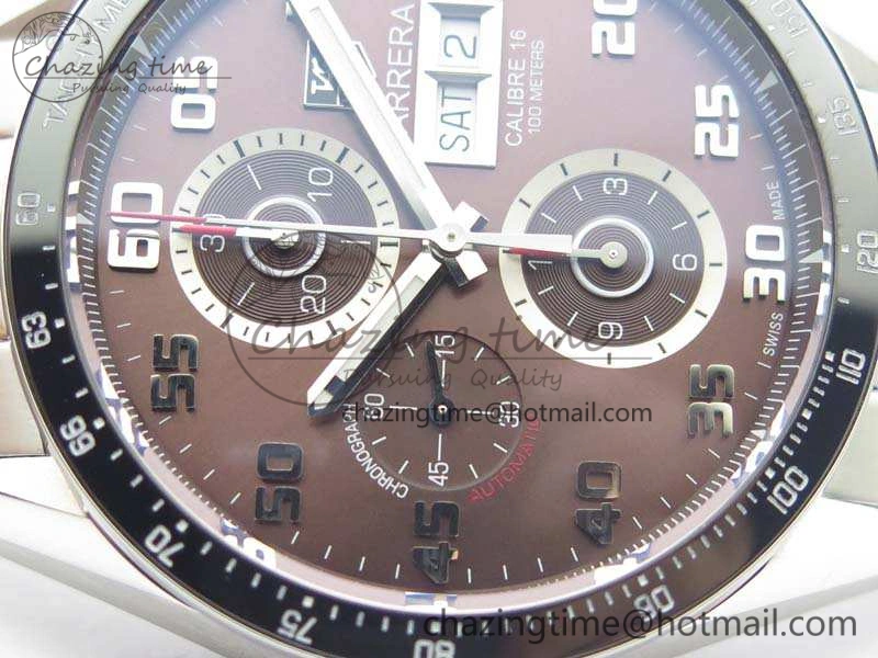 Carrera Calibre 1887 Day-Date SS V6F 1:1 Best Edition Ceramic Bezel Brown Dial On SS Bracelet A7750