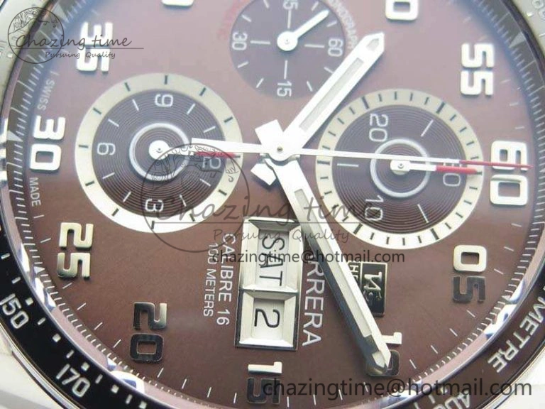 Carrera Calibre 1887 Day-Date SS V6F 1:1 Best Edition Ceramic Bezel Brown Dial On SS Bracelet A7750