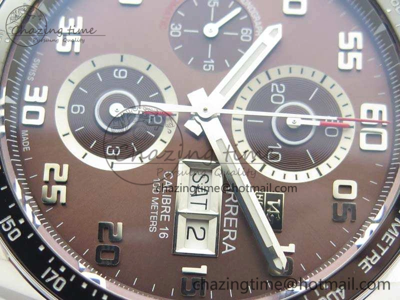 Carrera Calibre 1887 Day-Date SS V6F 1:1 Best Edition Ceramic Bezel Brown Dial On SS Bracelet A7750