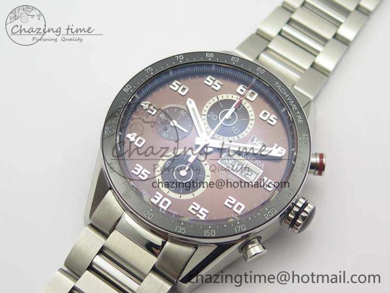 Carrera Calibre 1887 Day-Date SS V6F 1:1 Best Edition Ceramic Bezel Brown Dial On SS Bracelet A7750