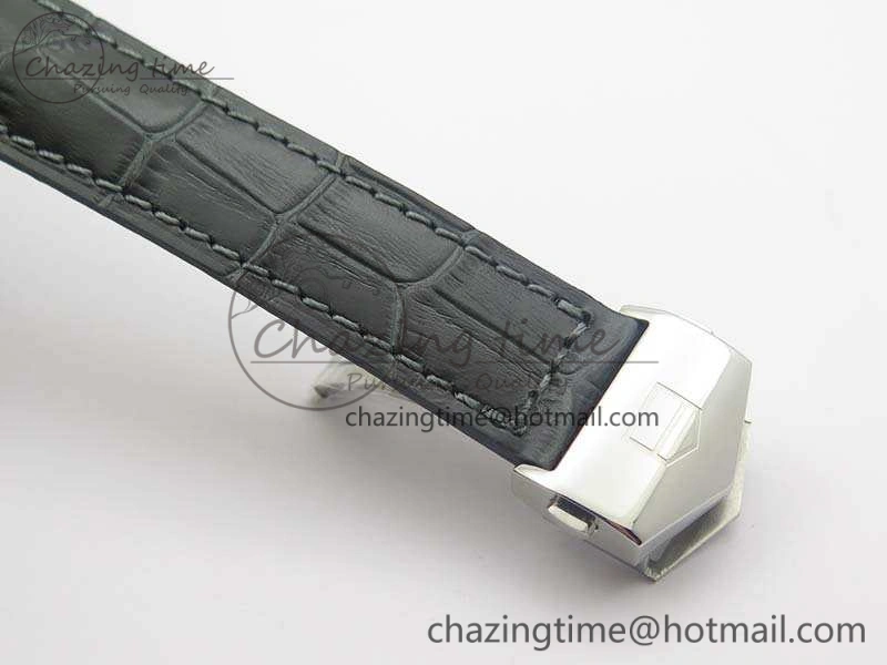 Carrera Calibre 1887 Day-Date SS V6F 1:1 Best Edition Ceramic Bezel Gray Dial On Leather Strap A7750