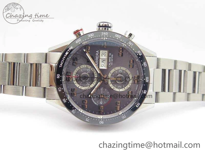 Carrera Calibre 1887 Day-Date SS V6F 1:1 Best Edition Ceramic Bezel Gray Dial On SS Bracelet A7750