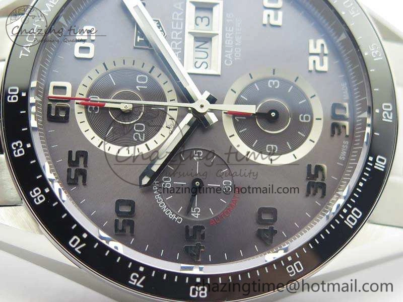 Carrera Calibre 1887 Day-Date SS V6F 1:1 Best Edition Ceramic Bezel Gray Dial On SS Bracelet A7750
