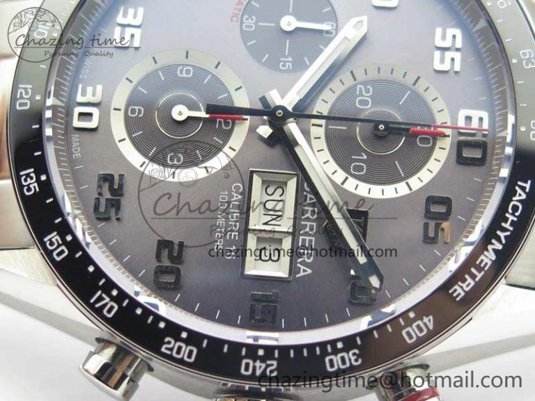 Carrera Calibre 1887 Day-Date SS V6F 1:1 Best Edition Ceramic Bezel Gray Dial On SS Bracelet A7750