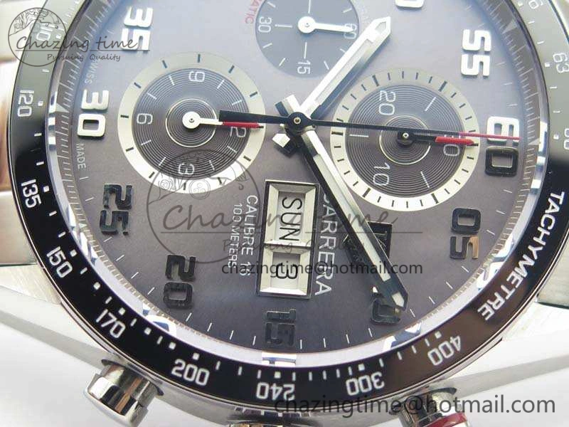 Carrera Calibre 1887 Day-Date SS V6F 1:1 Best Edition Ceramic Bezel Gray Dial On SS Bracelet A7750