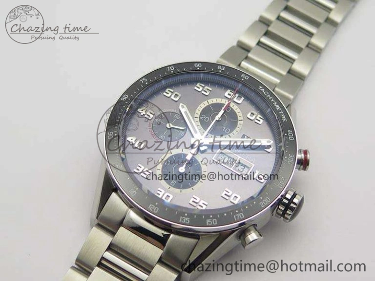 Carrera Calibre 1887 Day-Date SS V6F 1:1 Best Edition Ceramic Bezel Gray Dial On SS Bracelet A7750