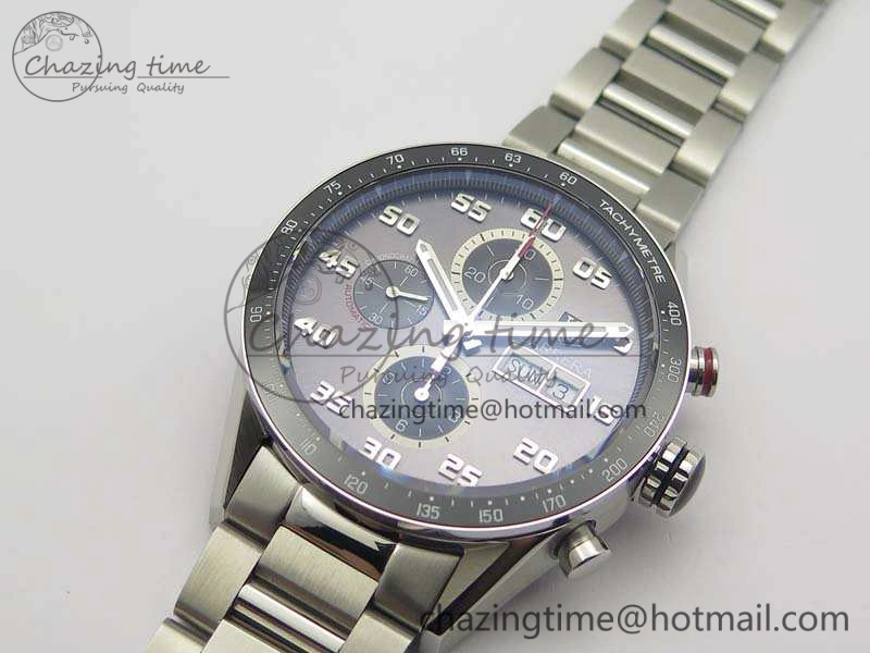 Carrera Calibre 1887 Day-Date SS V6F 1:1 Best Edition Ceramic Bezel Gray Dial On SS Bracelet A7750