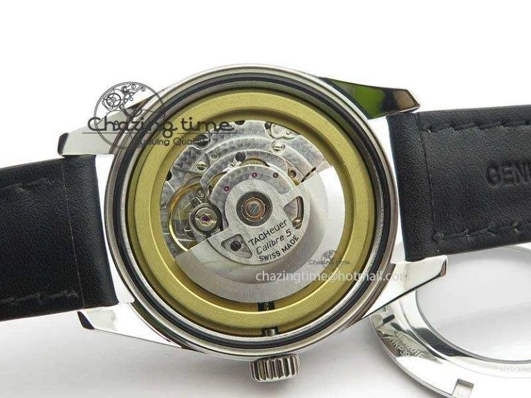 Carrera Day-Date Automatic SS Black Dial On Black Leather Strap A2824