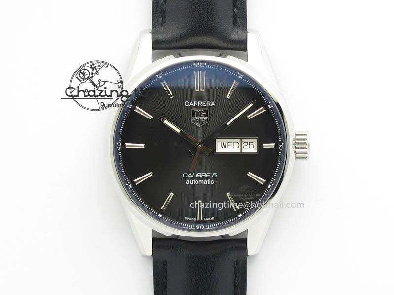 Carrera Day-Date Automatic SS Black Dial On Black Leather Strap A2824
