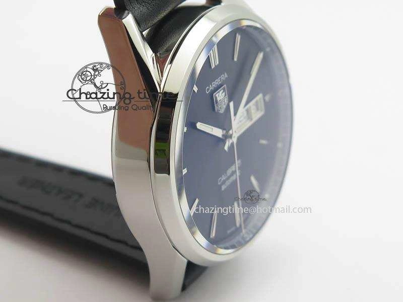 Carrera Day-Date Automatic SS Black Dial On Black Leather Strap A2824