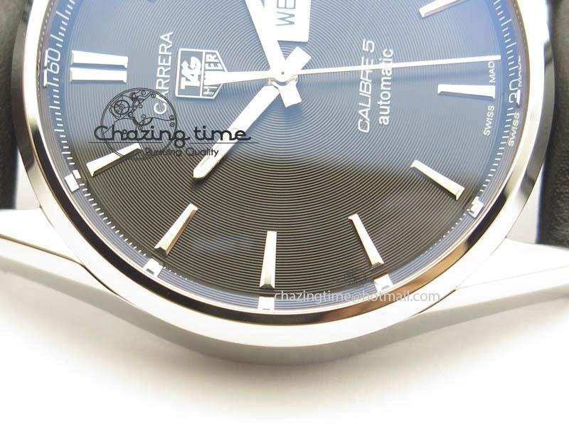 Carrera Day-Date Automatic SS Black Dial On Black Leather Strap A2824