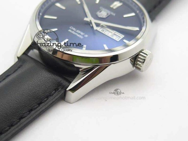 Carrera Day-Date Automatic SS Black Dial On Black Leather Strap A2824
