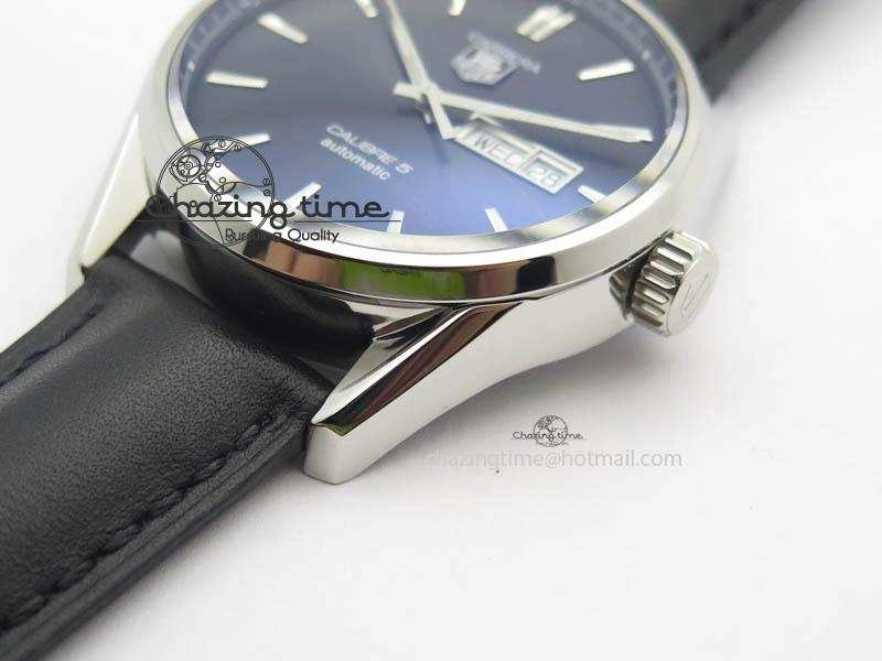 Carrera Day-Date Automatic SS Black Dial On Black Leather Strap A2824
