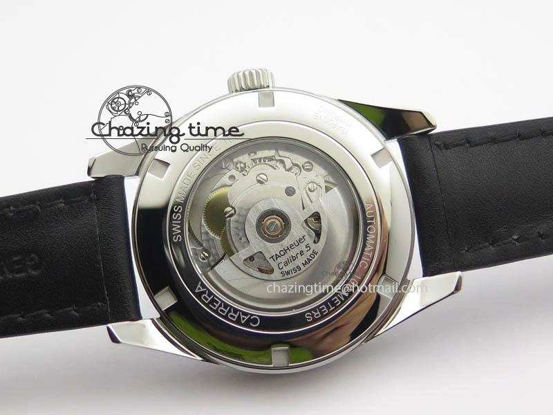 Carrera Day-Date Automatic SS Black Dial RG Markers On Black Leather Strap A2824