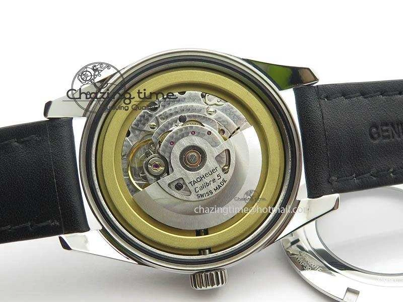 Carrera Day-Date Automatic SS Black Dial RG Markers On Black Leather Strap A2824