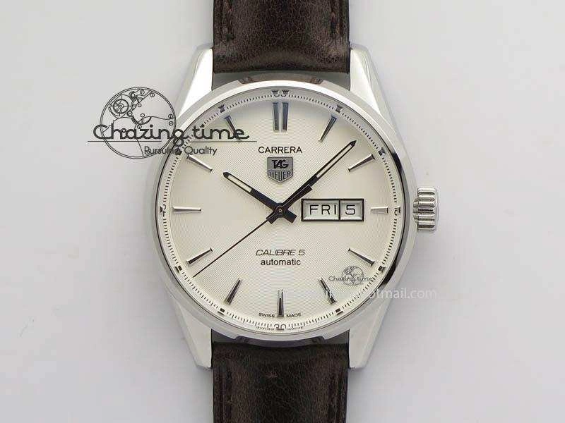 Carrera Day-Date Automatic SS White Dial On Brown Leather Strap A2824