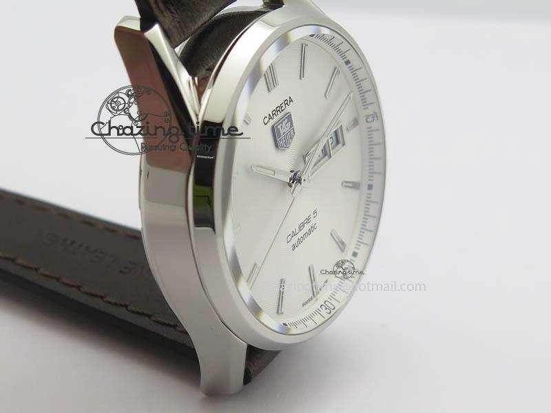 Carrera Day-Date Automatic SS White Dial On Brown Leather Strap A2824