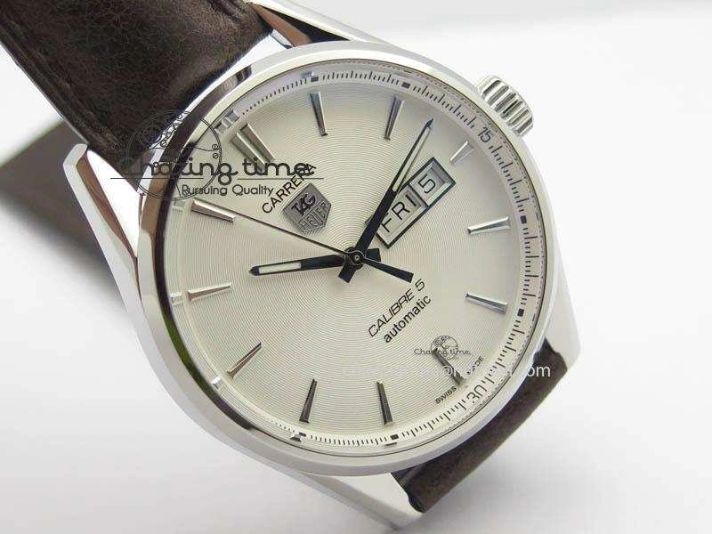 Carrera Day-Date Automatic SS White Dial On Brown Leather Strap A2824
