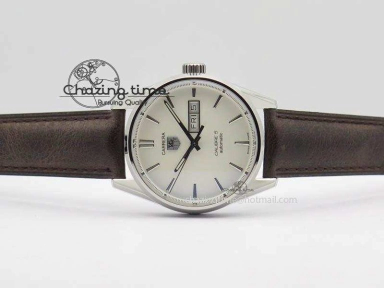 Carrera Day-Date Automatic SS White Dial On Brown Leather Strap A2824
