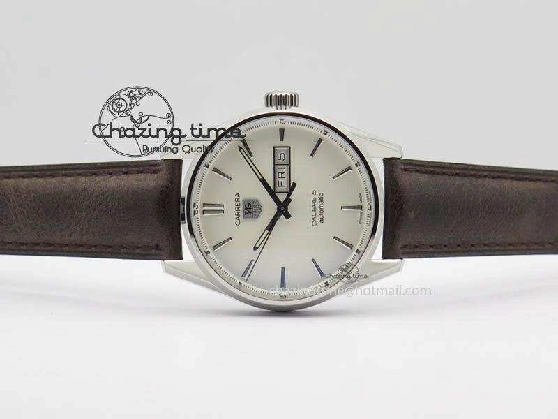 Carrera Day-Date Automatic SS White Dial On Brown Leather Strap A2824