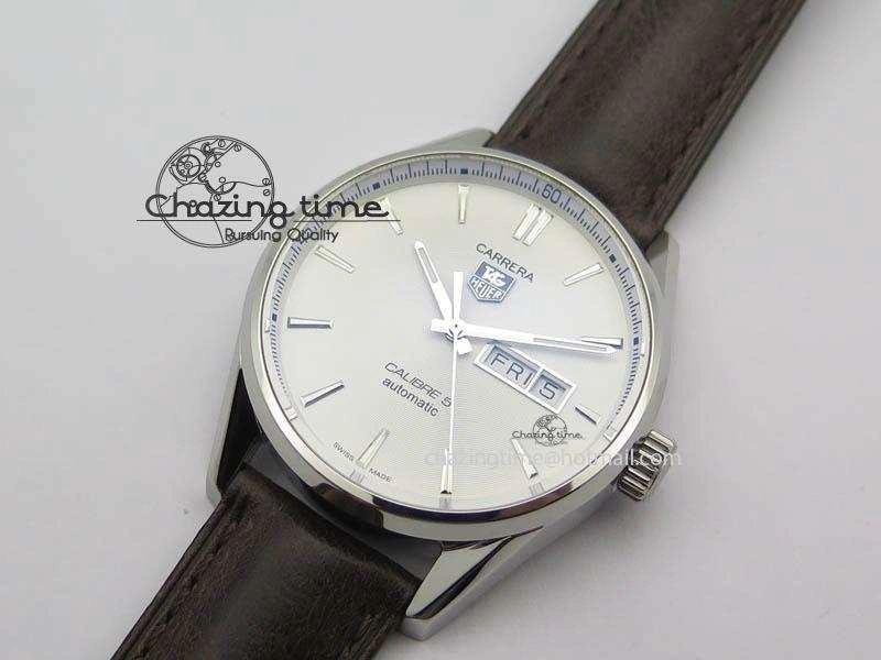 Carrera Day-Date Automatic SS White Dial On Brown Leather Strap A2824
