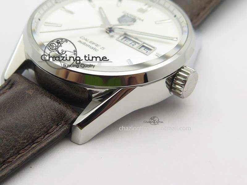 Carrera Day-Date Automatic SS White Dial On Brown Leather Strap A2824