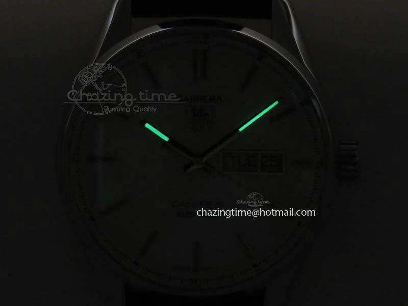 Carrera Day-Date Automatic SS White Dial RG Markers On Brown Leather Strap A2824