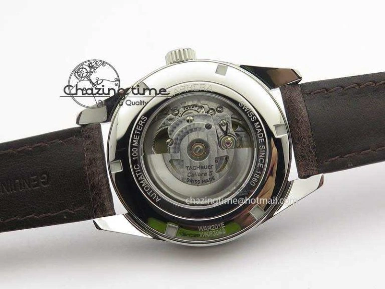 Carrera Day-Date Automatic SS White Dial RG Markers On Brown Leather Strap A2824
