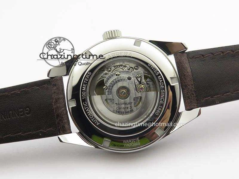 Carrera Day-Date Automatic SS White Dial RG Markers On Brown Leather Strap A2824