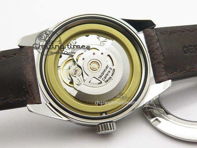 Carrera Day-Date Automatic SS White Dial RG Markers On Brown Leather Strap A2824