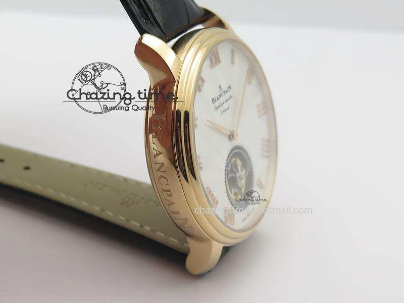 Carrousel Tourbillon RG Caseback White Dial On Black Leather Strap