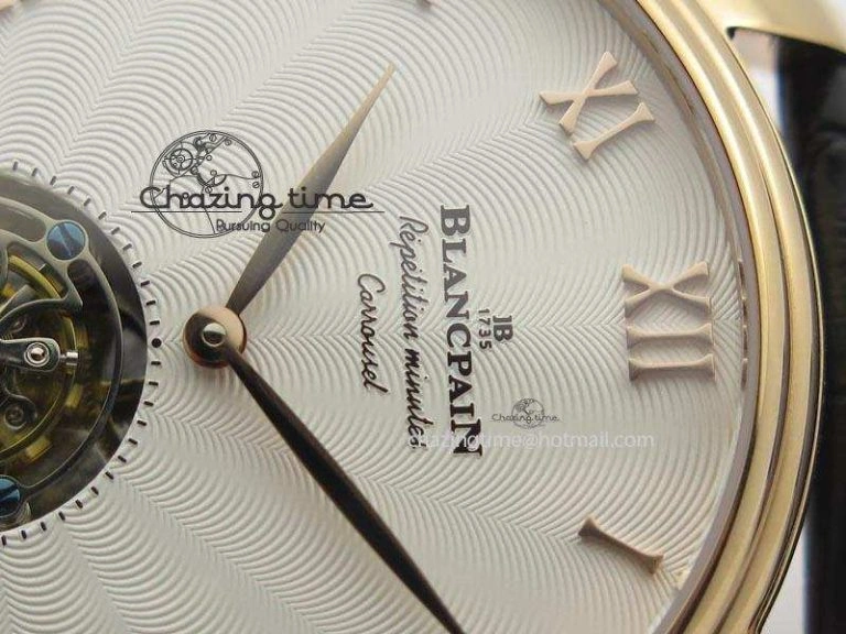 Carrousel Tourbillon RG Caseback White Dial On Black Leather Strap
