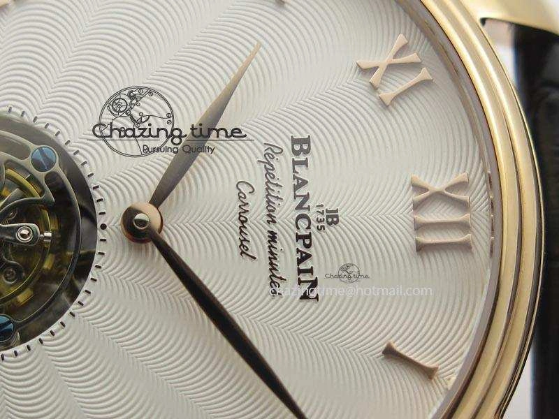Carrousel Tourbillon RG Caseback White Dial On Black Leather Strap