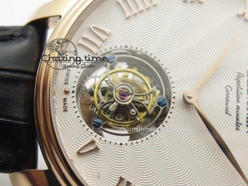 Carrousel Tourbillon RG Caseback White Dial On Black Leather Strap