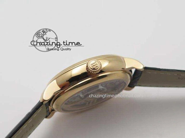 Carrousel Tourbillon RG Caseback White Dial On Black Leather Strap