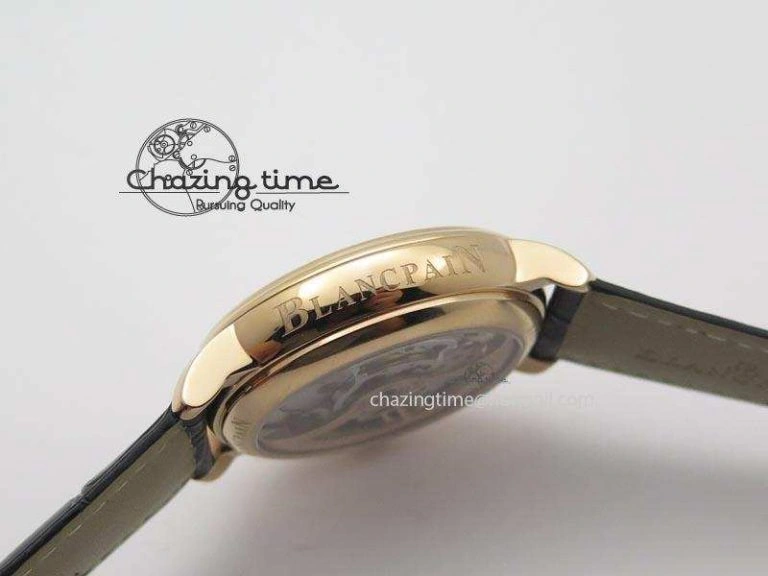 Carrousel Tourbillon RG Caseback White Dial On Black Leather Strap