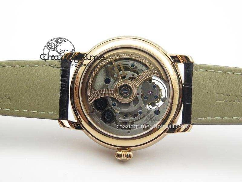 Carrousel Tourbillon RG Caseback White Dial On Black Leather Strap