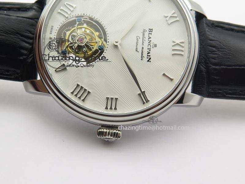 Carrousel Tourbillon SS Caseback White Dial On Black Leather Strap