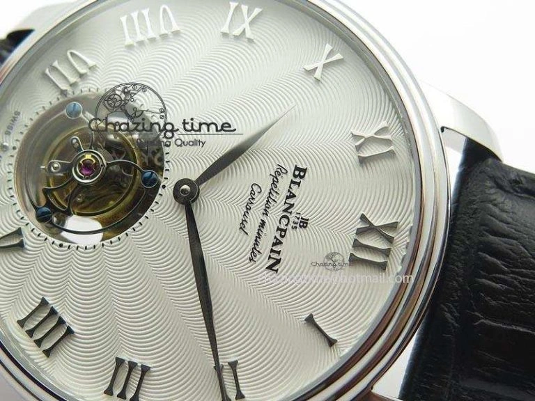 Carrousel Tourbillon SS Caseback White Dial On Black Leather Strap
