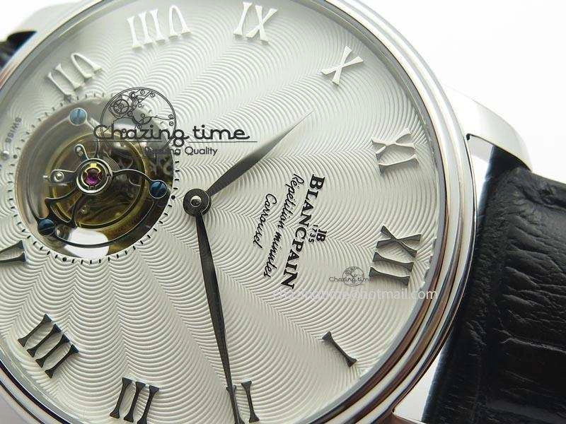 Carrousel Tourbillon SS Caseback White Dial On Black Leather Strap