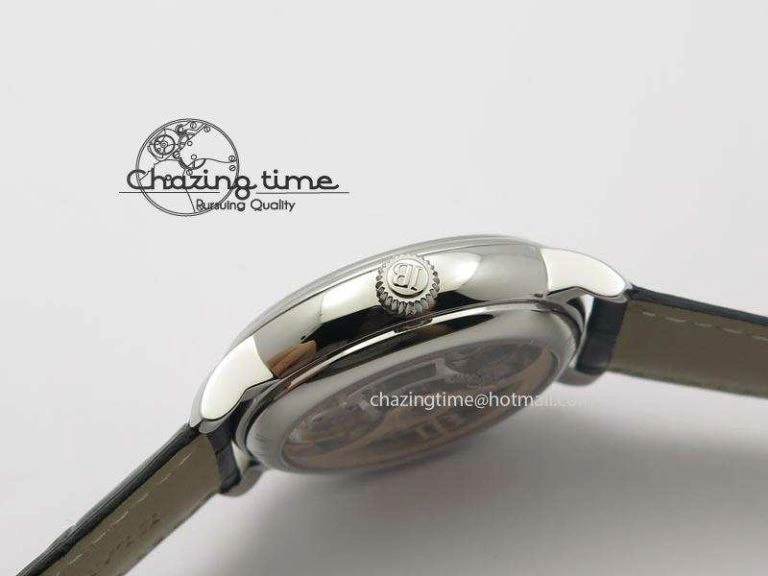 Carrousel Tourbillon SS Caseback White Dial On Black Leather Strap