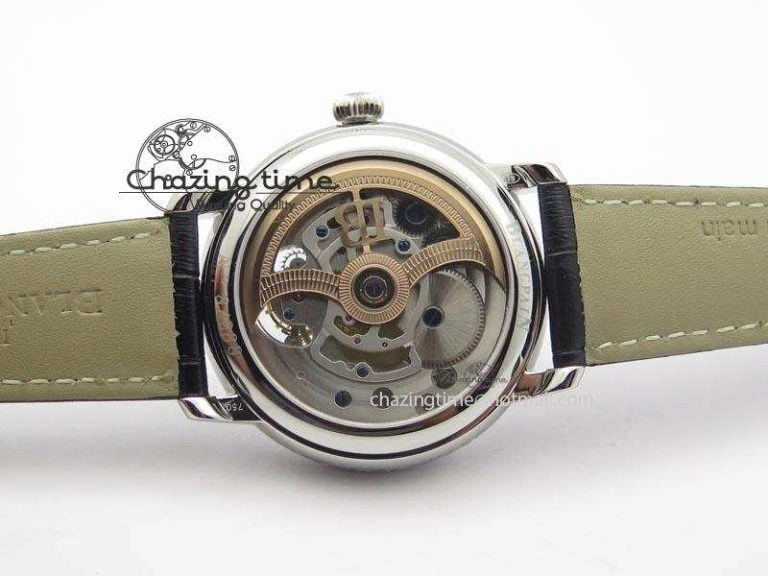 Carrousel Tourbillon SS Caseback White Dial On Black Leather Strap