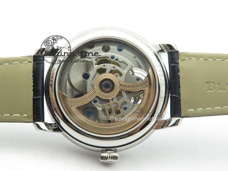 Carrousel Tourbillon SS Caseback White Dial On Black Leather Strap