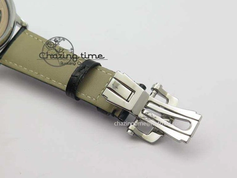 Carrousel Tourbillon SS Caseback White Dial On Black Leather Strap